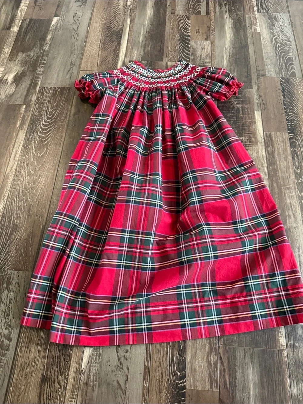 Girls' Red Tartan Smocked Holiday Dress